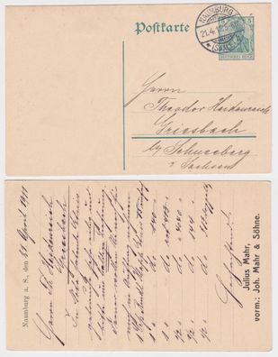02290 DR Ganzsachen Postkarte P90 Zudruck Julius Mahr Naumburg 1911