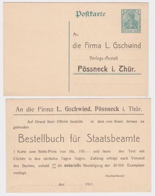 14451 Ganzsachen Postkarte P90 Zudruck L. Gschwind Verlags-Anstalt Pössneck