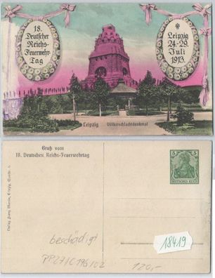 18419 DR Ganzsachen Postkarte PP27/ C196/2 18. Dt. Reichsfeuerwehrtag Leipzig 1913