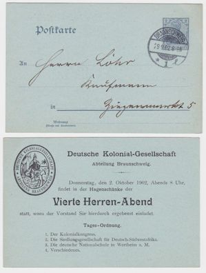19827 DR Ganzsachen Postkarte P63Y Deutsche Kolonial-Gesellschaft Braunschweig
