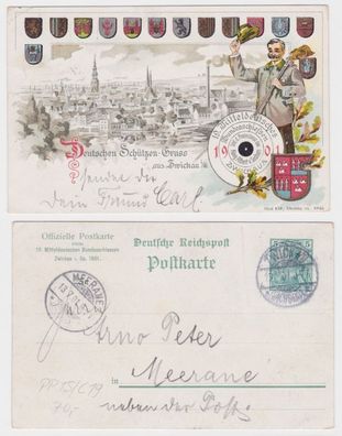 20505 DR Ganzsachen Postkarte PP15/ C19 19. Mitteldt. Bundesschießen Zwickau 1901