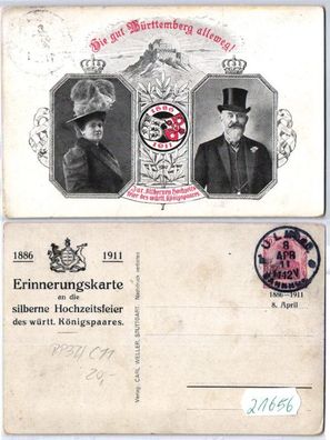 21656 Privat Ganzsachen Postkarte PP32/ C11 silberne Hochzeitsfeier Württemberg
