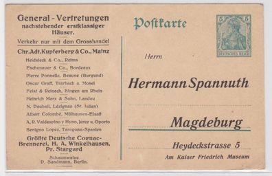 23051 Ganzsachen Postkarte P90 Zudruck Hermann Spannuth Magdeburg Cognac Brenner