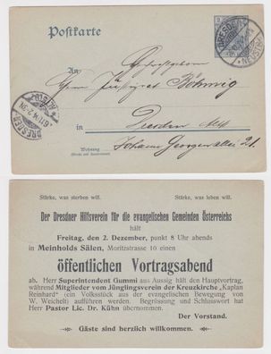 28532 DR Ganzsachen Postkarte P63X Dresdner Hilfsverein für die ev. Gemeinden