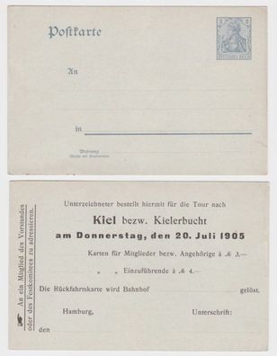 29378 DR Ganzsachen Postkarte P63 Zudruck Bestellung Tour von Hamburg nach Kiel