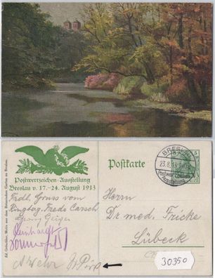 30350 DR Ganzsachen Postkarte PP27/ C199 Breslau Postwertzeichen Ausstellung 1913