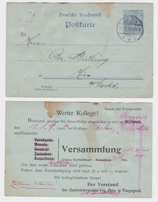 37001 Ganzsachen Postkarte P63 Zudruck Gastwirtsverein Jena und Umgebung 1902