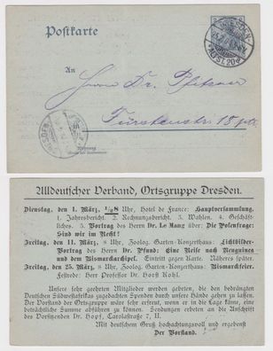 39925 DR Ganzsachen Postkarte P63X Alldeutscher Verband, Ortsgruppe Dresden 1904