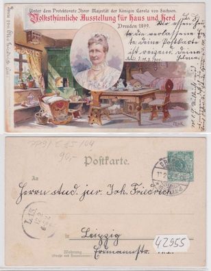 42955 DR Ganzsachen Postkarte PP9/ C85/4 Dresden Volksthümliche Ausstellung 1899