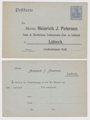 43605 DR Ganzsachen Postkarte P63 Zudruck Heinrich J. Petersen Inspektor Lübeck