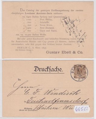 44522 Privat Ganzsachen Postkarte PP8/ B1 Zudruck Gustav Ebell & Co. Berlin 1895