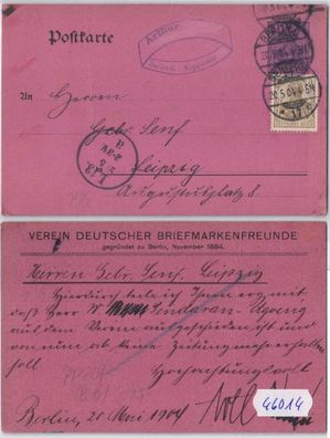 46014 Privat Ganzsachen Postkarte PP20/ B6 Berlin Verein dt. Briefmarkenfreunde