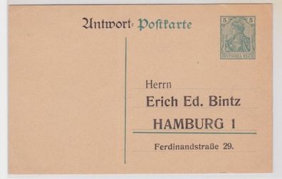 56074 Ganzsachen Postkarte P96 Zudruck Erich Ed. Bintz Magdeburg Antwort