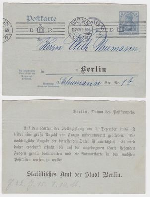 57820 Ganzsachen Postkarte P63 Zudruck Statistisches Amt der Stadt Berlin 1906