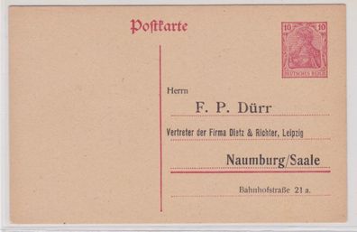 59456 DR Ganzsachen Postkarte P107 Zudruck F.P. Dürr Dietz & Richter Naumburg