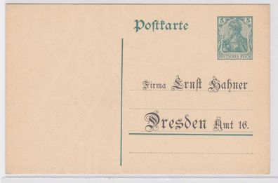 62270 Ganzsachen Postkarte P90 Zudruck Firma Ernst Hahner Dresden