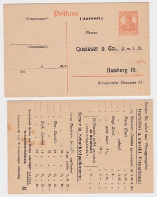 64946 DR Ganzsachen Postkarte P110 Zudruck Queisser & Co. GmbH Hamburg