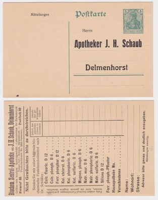 68271 DR Ganzsachen Postkarte P90 Zudruck Apotheker J.H. Straub Delmenhorst