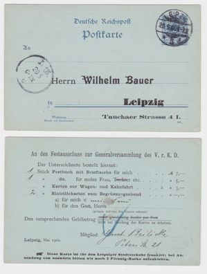 68439 Ganzsachen Postkarte P40 Zudruck Wilhelm Bauer Leipzig Generalversammlung
