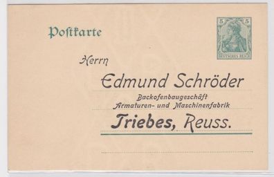 69289 Ganzsachen Postkarte P78 Zudruck Edmund Schröder Backofengeschäft Triebes