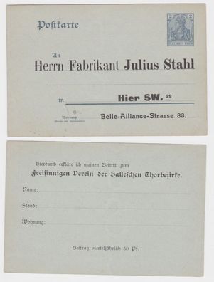 82381 DR Ganzsachen Postkarte P63X Zudruck Fabrikant Julius Stahl Berlin