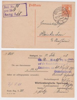 82902 DR Ganzsachen Postkarte P110 Zudruck Württembergische Sparkasse Stuttgart