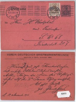 82970 Privat Ganzsachen Postkarte PP20/ B6 Berlin Verein dt. Briefmarkenfreunde