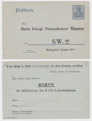 88119 DR Ganzsachen Postkarte P63X Zudruck Königl. Polizeidirektor Maurer Berlin
