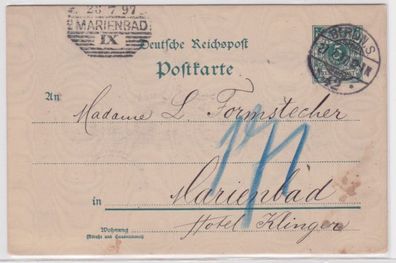 89424 DR Ganzsachen Postkarte PP9/ A3/010 Goldschnitt Berlin nach Marienbad 1897