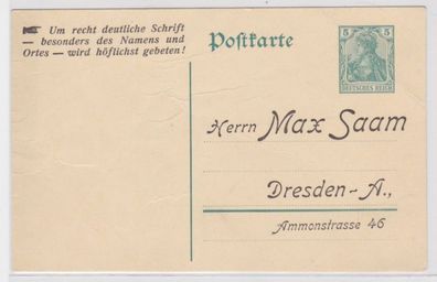 90371 Ganzsachen Postkarte P90 Zudruck Max Saam Dresden