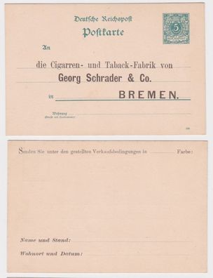 93046 DR Ganzsachen Postkarte P20 Tabak-Fabrik Georg Schrader & Co. Bremen