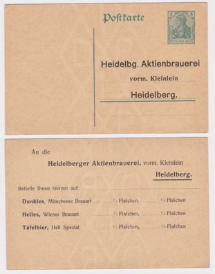 93058 DR Ganzsachen Postkarte P90 Zudruck Auftrag Heidelberger Aktienbrauerei
