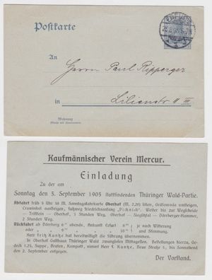 93638 DR Ganzsachen Postkarte P63X Einladung Kaufmännischer Verein Mercur Erfurt