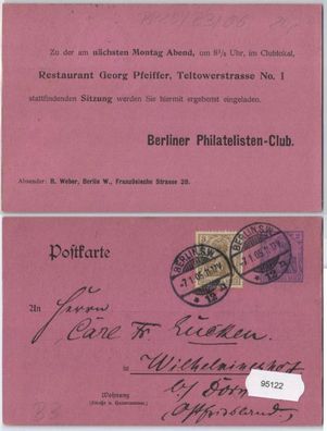 95122 Privat Ganzsachen Postkarte PP20/ B3 Zudruck Berliner Philatelisten-Club