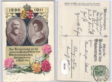 95129 Ganzsachen Postkarte PP27/ C125 silberne Hochzeitsfeier Württemberg 1911