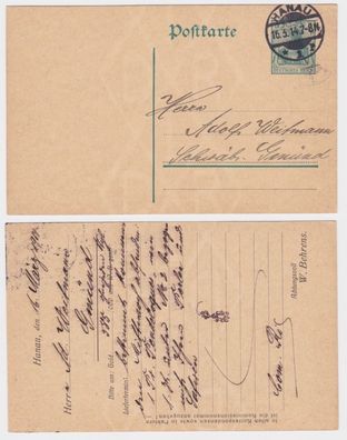95449 DR Ganzsachen Postkarte P90 Zudruck W. Behrens Hanau 1914