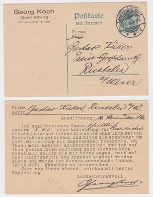 95679 DR Ganzsachen Postkarte P98 Zudruck Firma Georg Koch Quedlinburg 1916