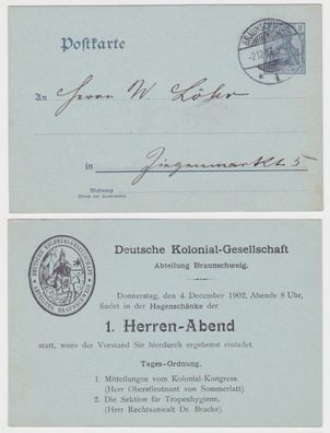 95837 DR Ganzsachen Postkarte P63Y Deutsche Kolonial-Gesellschaft Braunschweig