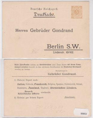 95853 Privat Ganzsachen Postkarte PP8/ B8 Zudruck Gebrüder Gondrand Berlin