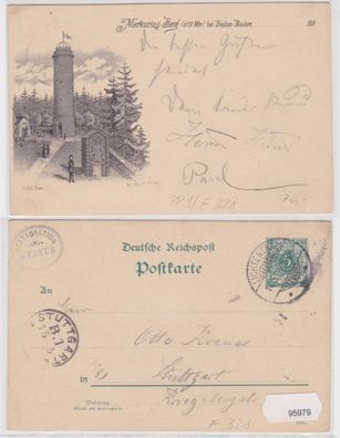 95979 DR Ganzsachen Postkarte PP9/ F328 Merkurius Berg bei Baden-Baden 1894