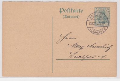 96082 DR Ganzsachen Postkarte P104A Stadtpost Saalfeld 13. Dezember 1915