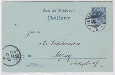 96313 DR Ganzsachen Postkarte P41/ A I A. Friedemann Leipzig 1902