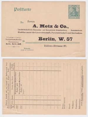 96342 DR Ganzsachen Postkarte P50 Zudruck A. Metz & Co. Saatguthaus Berlin