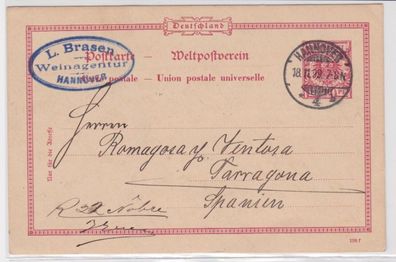 96449 DR Ganzsachen Postkarte P25/02/ PFIII L. Brasen Weinagentur Hannover 1899