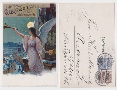 96487 DR Ganzsachen Postkarte PP18/ C2 Glückwunsch zur Jahreswende 1900