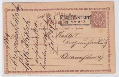 96562 DR Ganzsachen Postkarte P1 Croppenstedt nach Braunschweig 1874