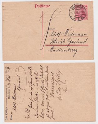 96570 Ganzsachen Postkarte P110 Zudruck Otto Kjölbye Hamburg 1919