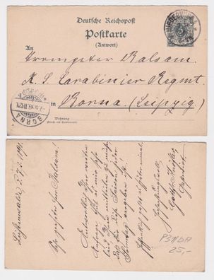 97050 Ganzsachen Postkarte P31/ bA Kgl. Sächs. Carabiner-Regiment Borna 1898