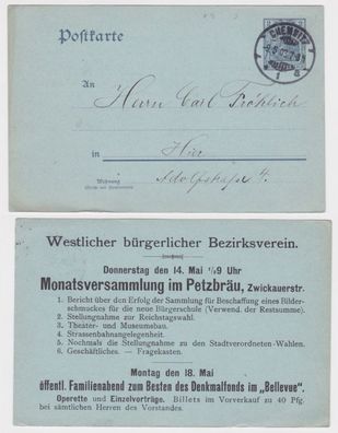 97061 Ganzsachen Postkarte P63Y Westlicher bürgerlicher Bezirksverein Chemnitz