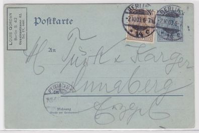 97262 DR Ganzsachen Postkarte P63 Zudruck Louis Gordan Berlin 1903